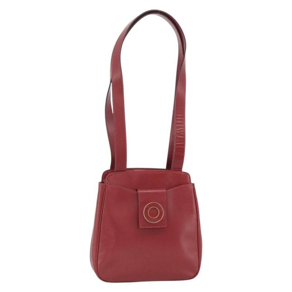 Celine Vintage Circle Logo Leather Burgundy Leather Tote Bag Bag